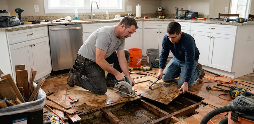Kitchen Floor Water Damage Repair in Edmonds